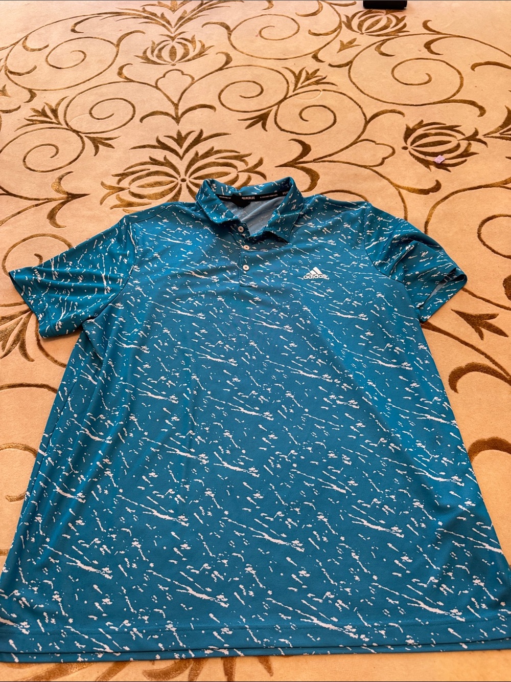 adidas Teal and White Men's Polo Shirt